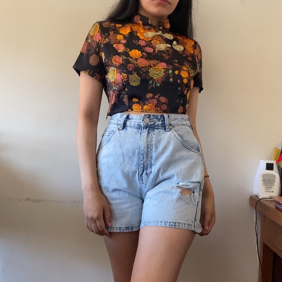 Satin Black Crop Top - Picture 2 of 5